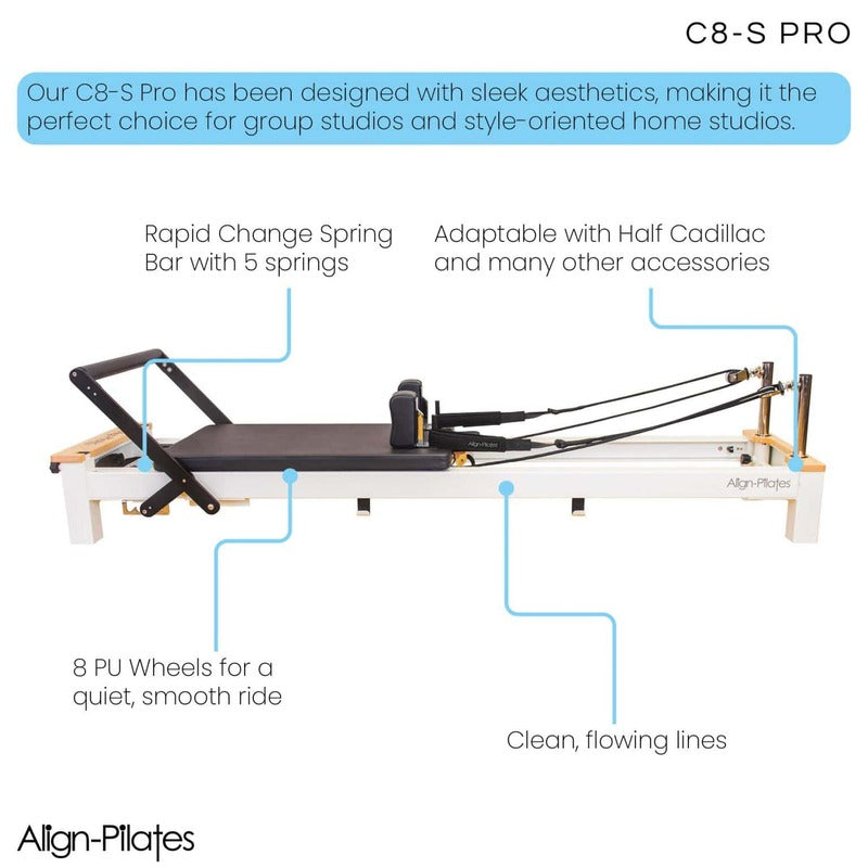 Align-Pilates C8-S Pro diagram of reformer