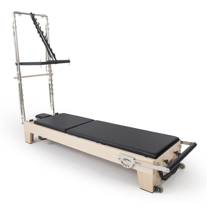 Elina Pilates Elina Pilates Wood Reformer for ELITE With Tower in black angled view