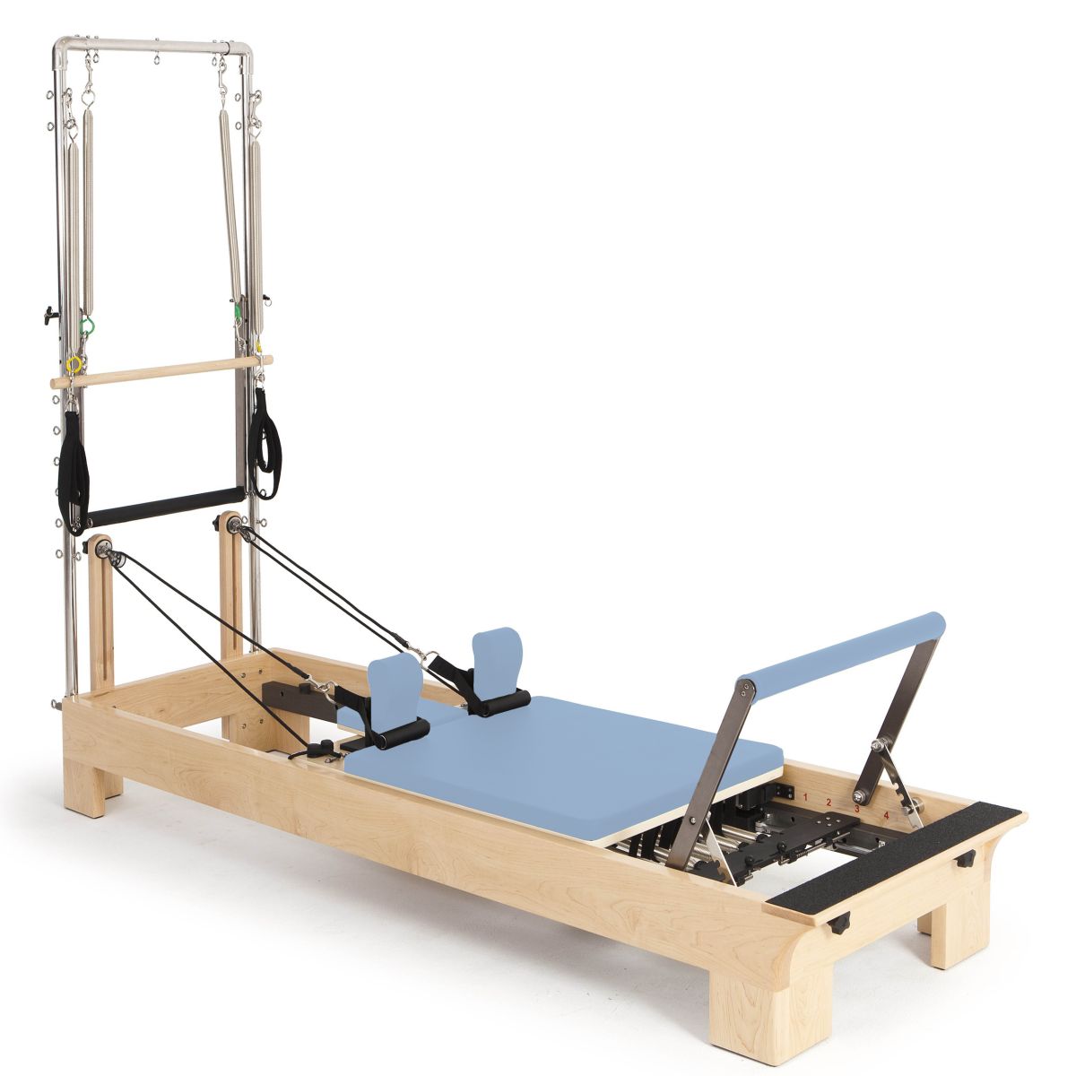 blue elina pilates reformer with tower