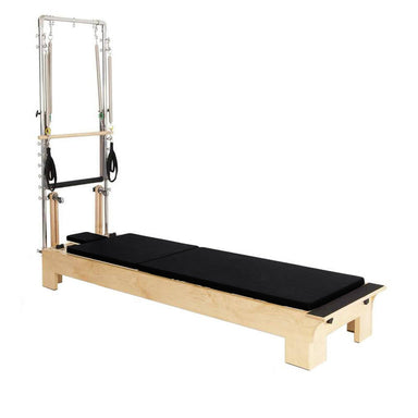 Elite Elina Wood Reformer with tower -in black alternate view